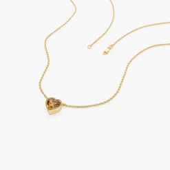 14K Gold Heart Shaped Citrine Layering Necklace