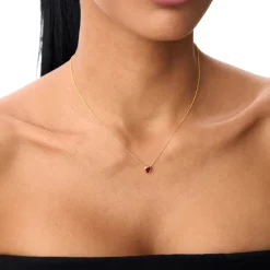14K Gold Heart Shaped Garnet Layering Necklace