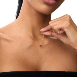 14K Gold Heart Shaped Garnet Layering Necklace