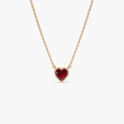 14K Gold Heart Shaped Garnet Layering Necklace