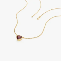 14K Gold Heart Shaped Garnet Layering Necklace