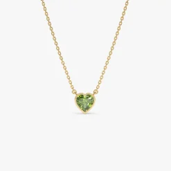14K Gold Heart Shaped Peridot Layering Necklace