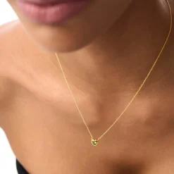 14K Gold Heart Shaped Peridot Layering Necklace