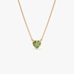 14K Gold Heart Shaped Peridot Layering Necklace