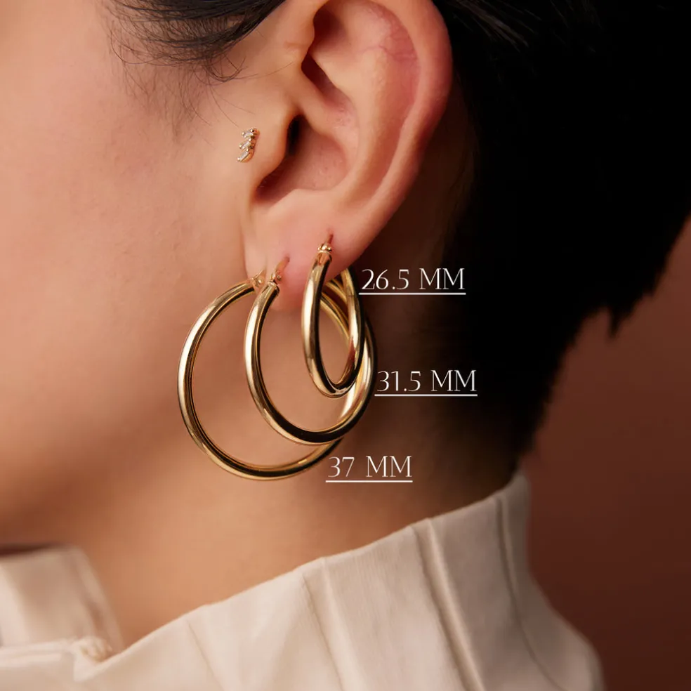 14k Gold Hoops 26.5 - 31.5 - 37MM