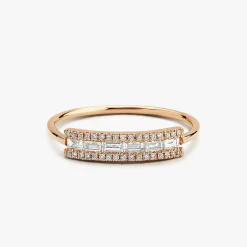 14K Gold Horizontal Baguette Diamond Ring