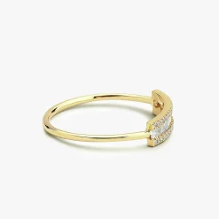 14K Gold Horizontal Baguette Diamond Ring