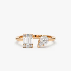 14k Gold Illusion Setting Diamond Toi et Moi Ring