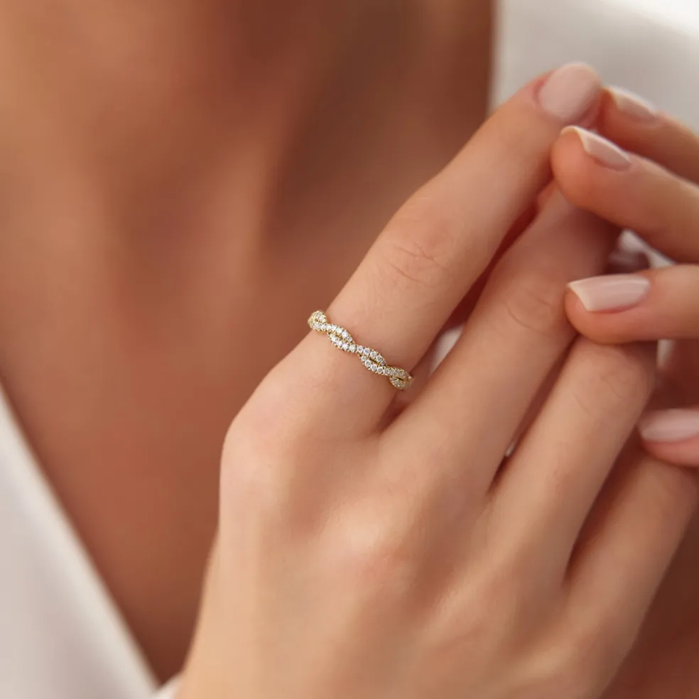 14K Gold Infinity Diamond Eternity Wedding Band