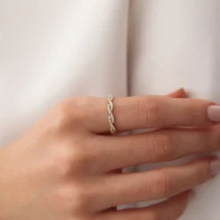 14K Gold Infinity Diamond Eternity Wedding Band