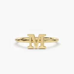 14K Gold Initial Letter Ring