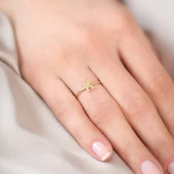 14K Gold Initial Letter Ring