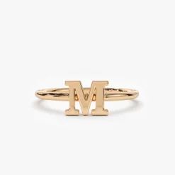 14K Gold Initial Letter Ring