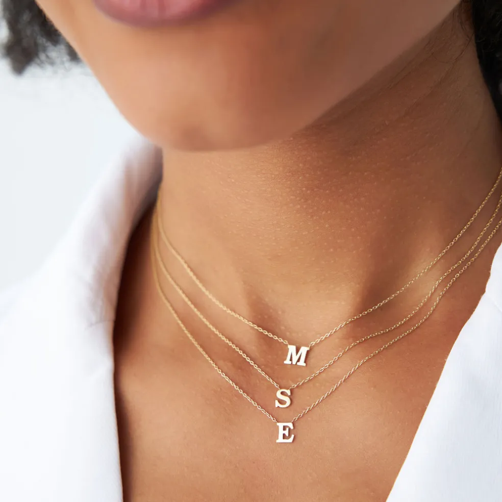 14K Gold Initial Necklace