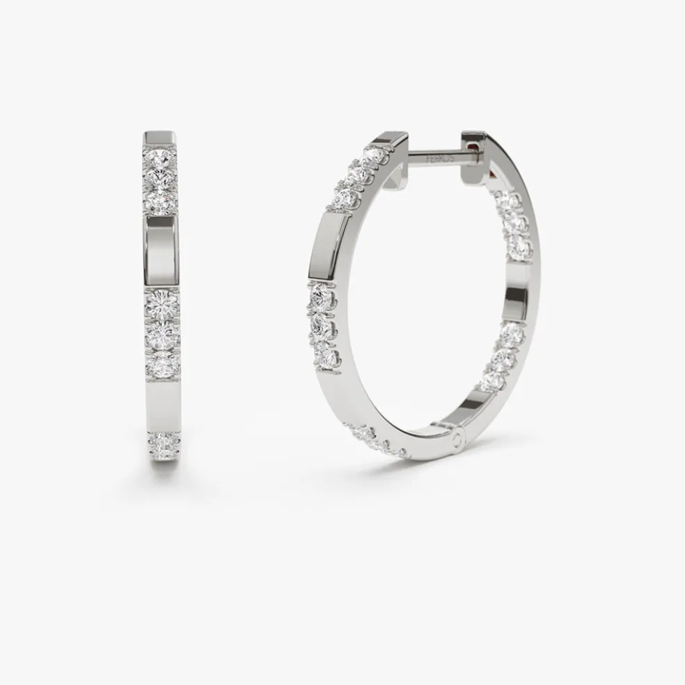 14k Gold Inside out Diamond Hoop Earrings
