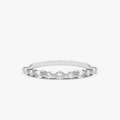 14K Gold Marquise and Round Diamond Ring