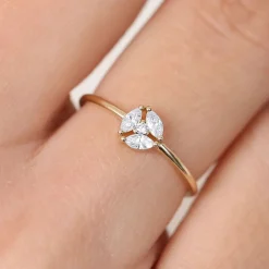 14K Gold Marquise Diamond Cluster Ring