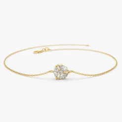 14K Gold Marquise Diamond Cluster Bracelet