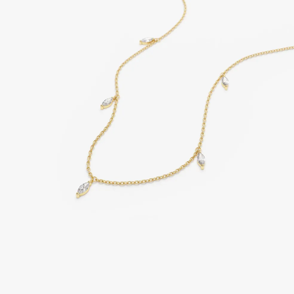 14k Gold Marquise Diamond Dangling Necklace
