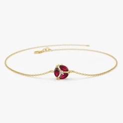 14K Gold Marquise Ruby Cluster Bracelet