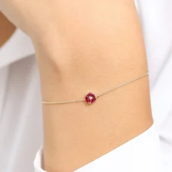 14K Gold Marquise Ruby Cluster Bracelet