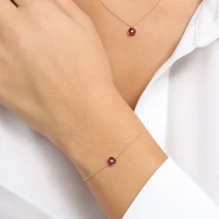 14K Gold Marquise Ruby Cluster Bracelet