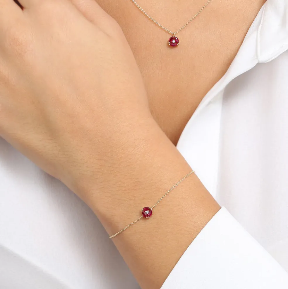 14K Gold Marquise Ruby Cluster Bracelet