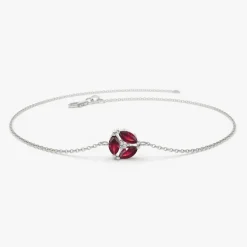 14K Gold Marquise Ruby Cluster Bracelet