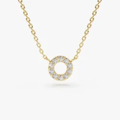 14K Gold Mini Diamond Circle Necklace