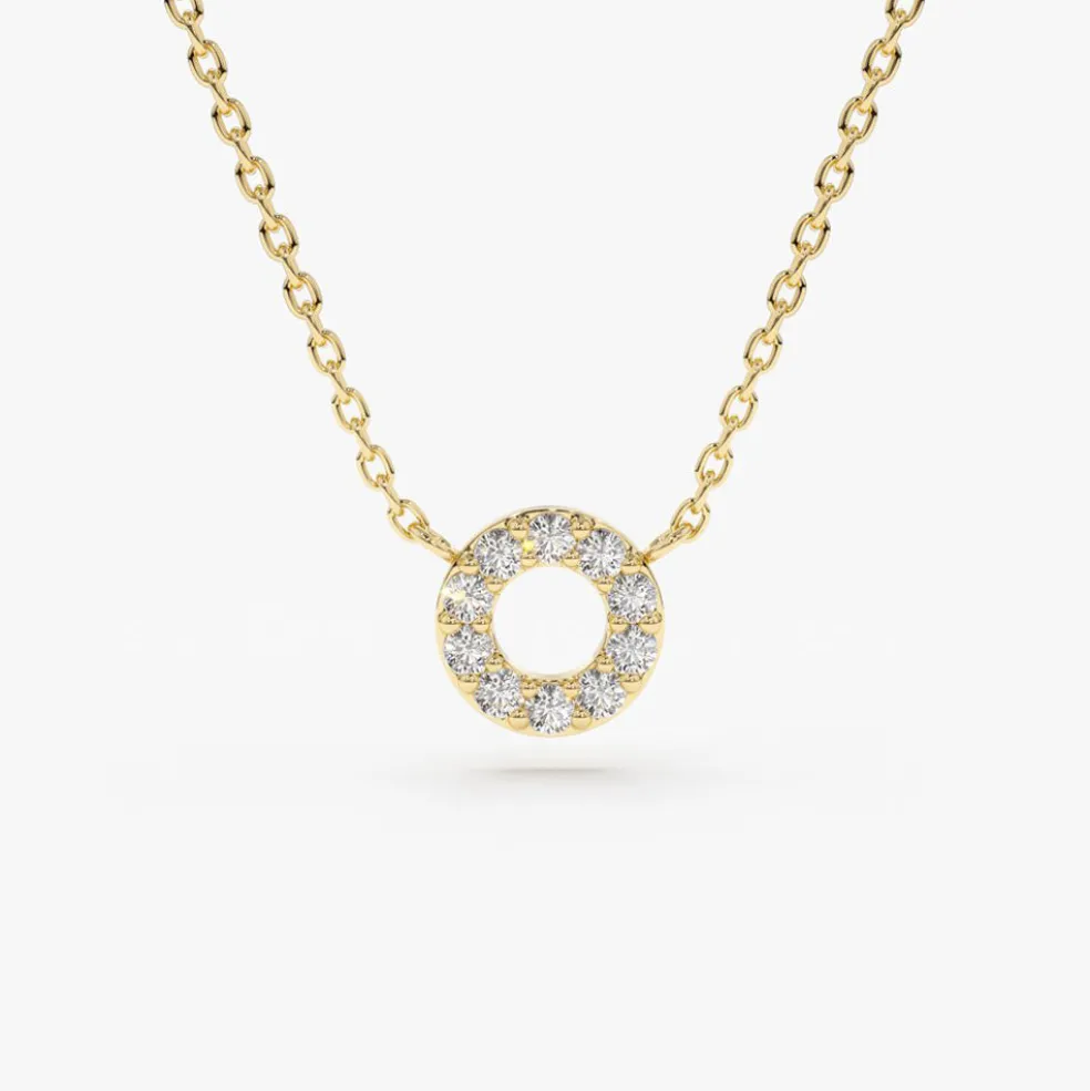 14K Gold Mini Diamond Circle Necklace