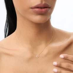 14K Gold Mini Diamond Circle Necklace