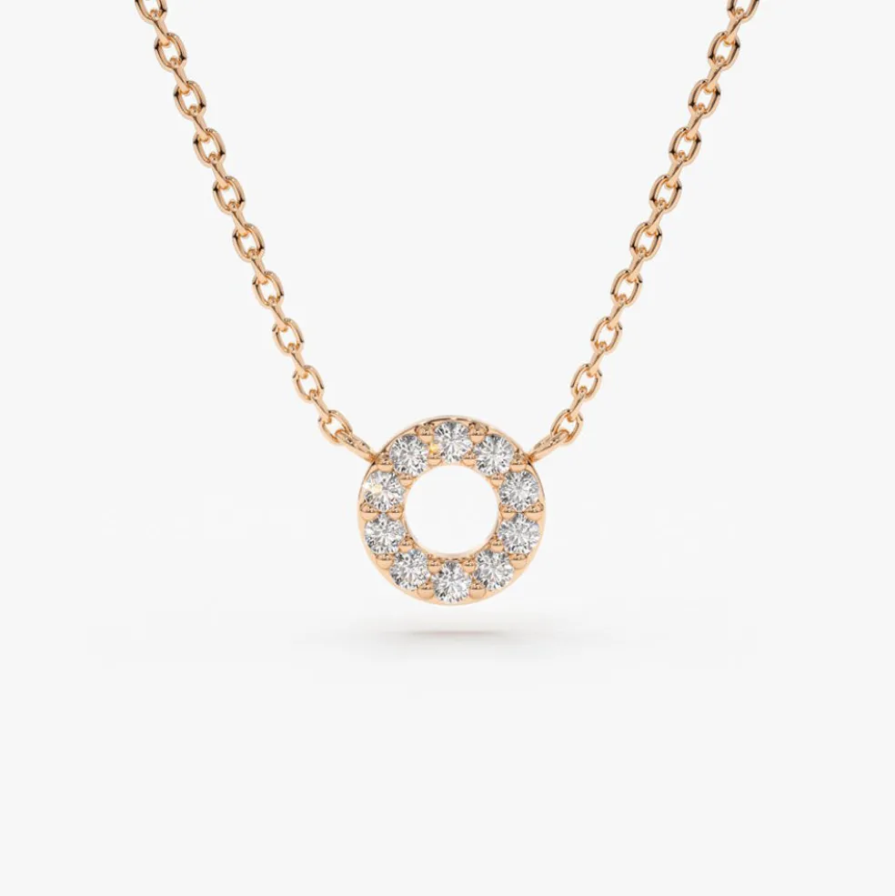 14K Gold Mini Diamond Circle Necklace