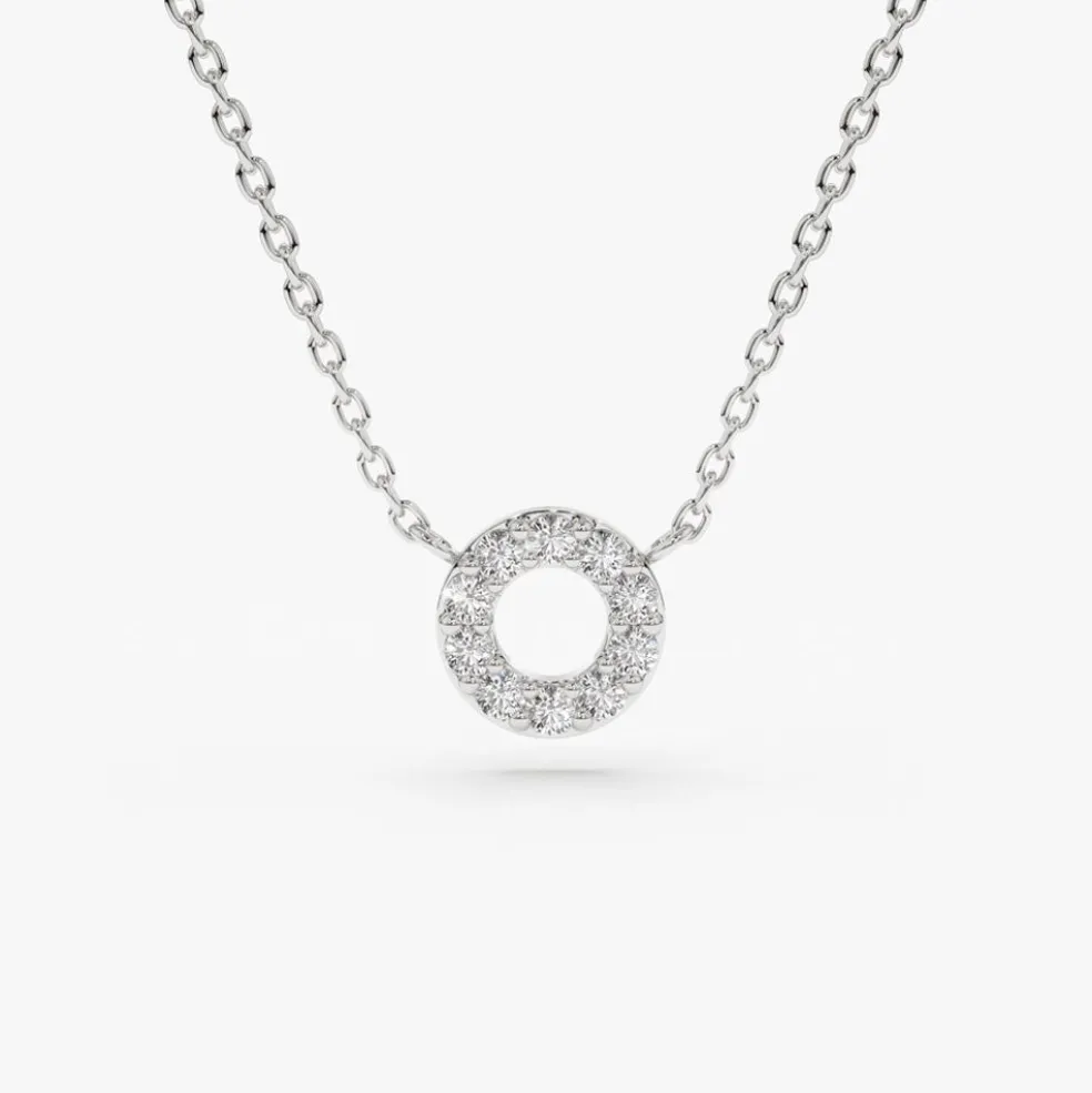 14K Gold Mini Diamond Circle Necklace