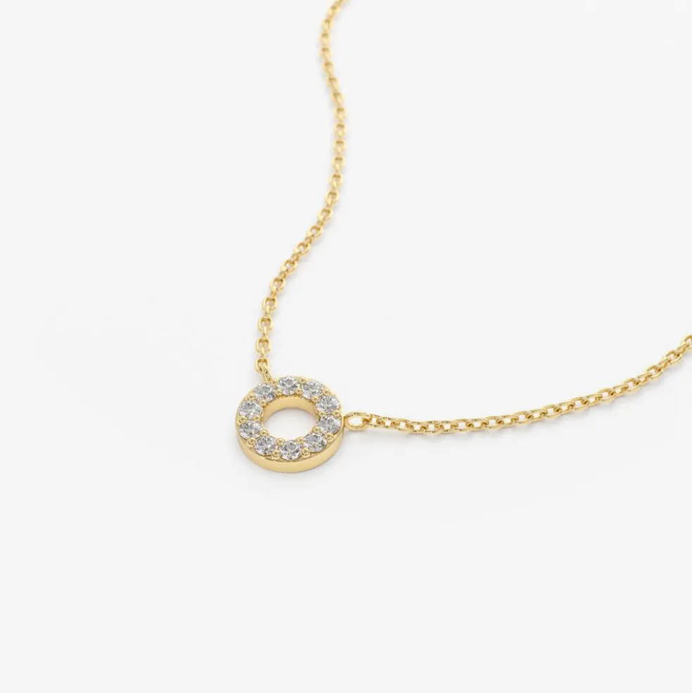 14K Gold Mini Diamond Circle Necklace