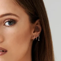 14K Gold Mini Diamond Huggies Earrings