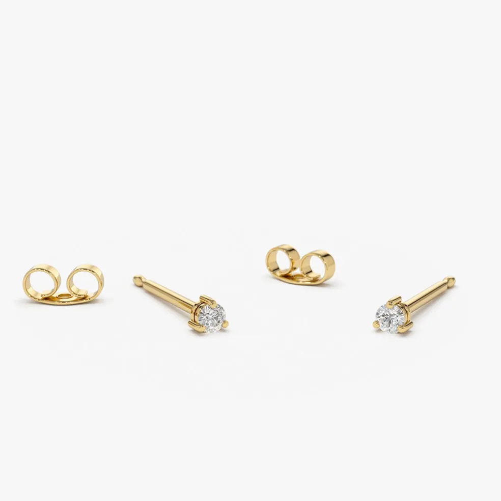 14K Gold Mini Diamond Studs
