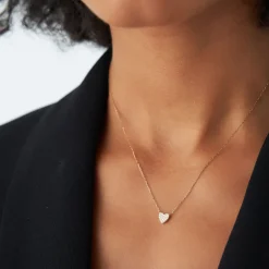 14k Gold Mini Heart Diamond Necklace