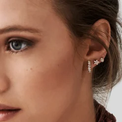 14k Gold Mixed Diamond Shapes Statement Stud Earrings