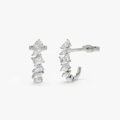 14k Gold Mixed Diamond Shapes Statement Stud Earrings