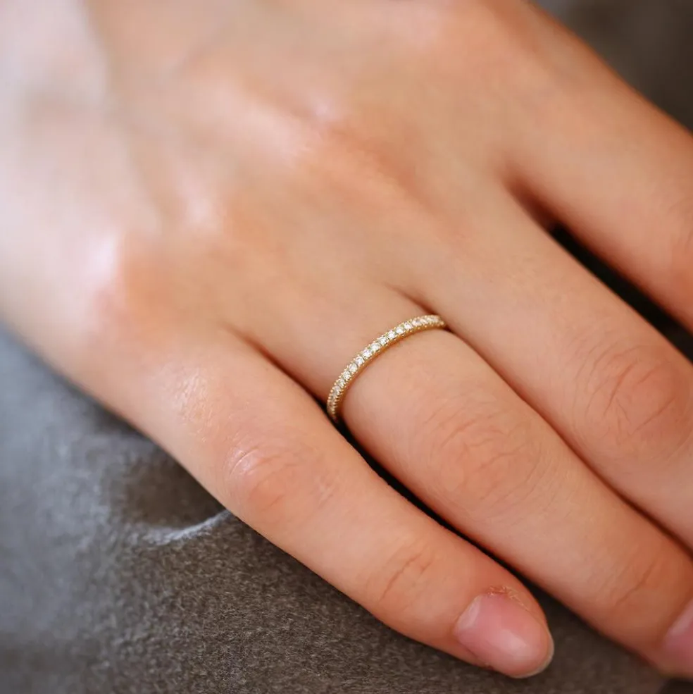 14K Gold 1.5MM Full Eternity Diamond Ring