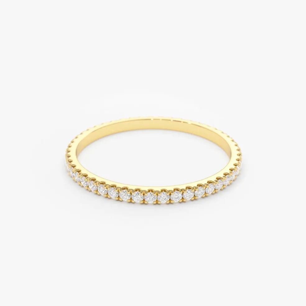 14K Gold 1.5MM Full Eternity Diamond Ring
