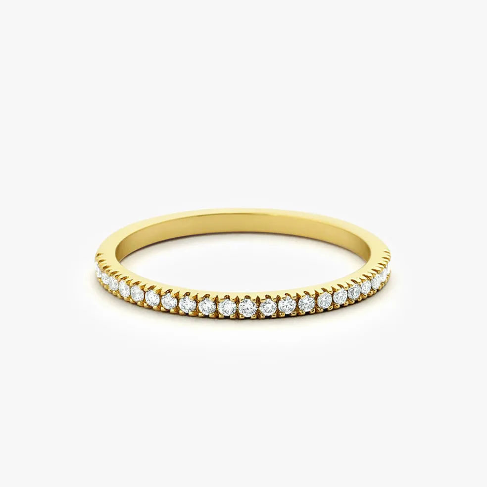 14K Gold 1.5MM Half Eternity Diamond Ring