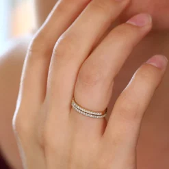 14K Gold 1.5MM Half Eternity Diamond Ring