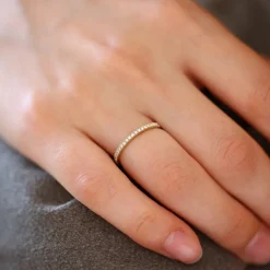 14K Gold 1.5MM Half Eternity Diamond Ring