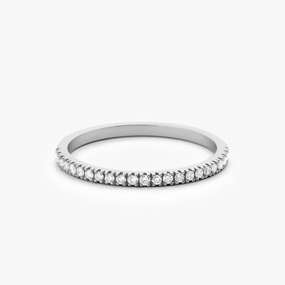 14K Gold 1.5MM Half Eternity Diamond Ring