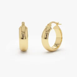 14k Gold 6MM Wide Hoops