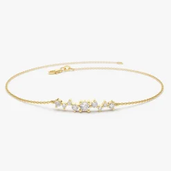 14K Gold Multi Diamond Cluster Bracelet