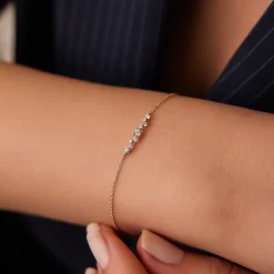 14K Gold Multi Diamond Cluster Bracelet