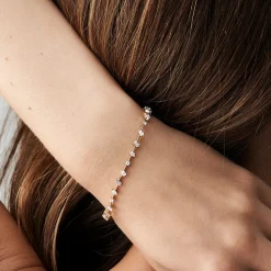 14k Gold Multi-Shape Slant Diamond Bracelet
