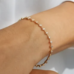14k Gold Multi-Shape Slant Diamond Bracelet